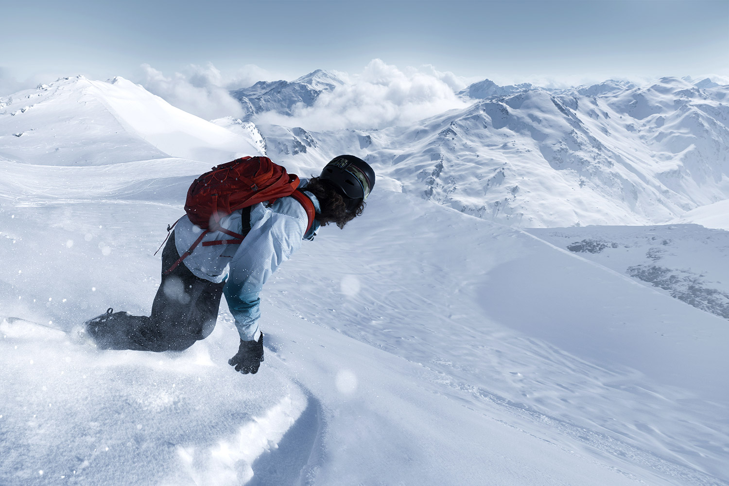 Snowboarder beim Freeriden